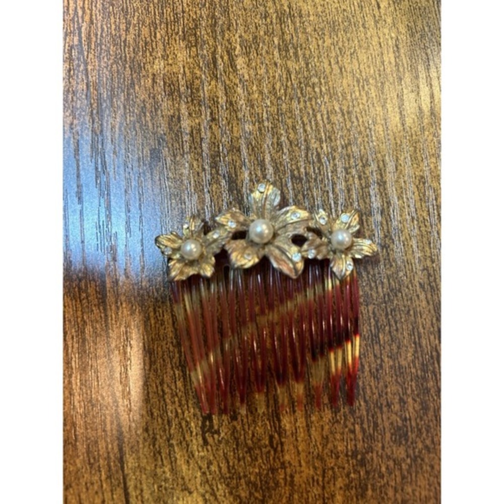 Vintage Hair Comb gold‎ pearls.